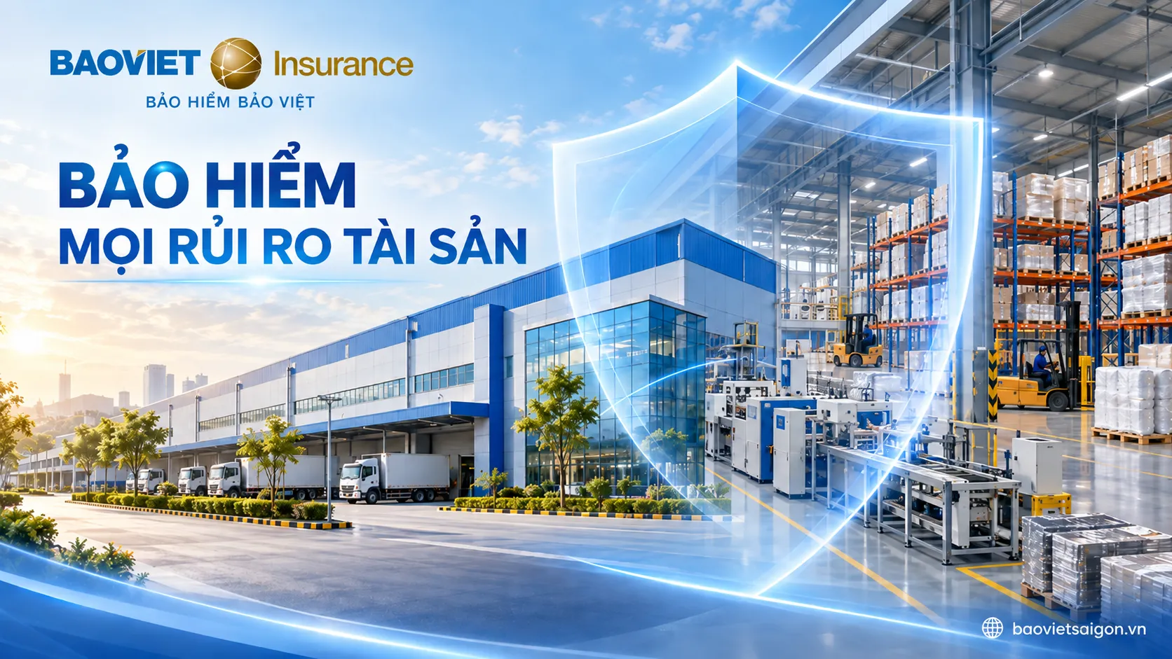 Nhà xưởng và kho hàng minh họa tài sản doanh nghiệp trong bảo hiểm mọi rủi ro tài sản Bảo Việt