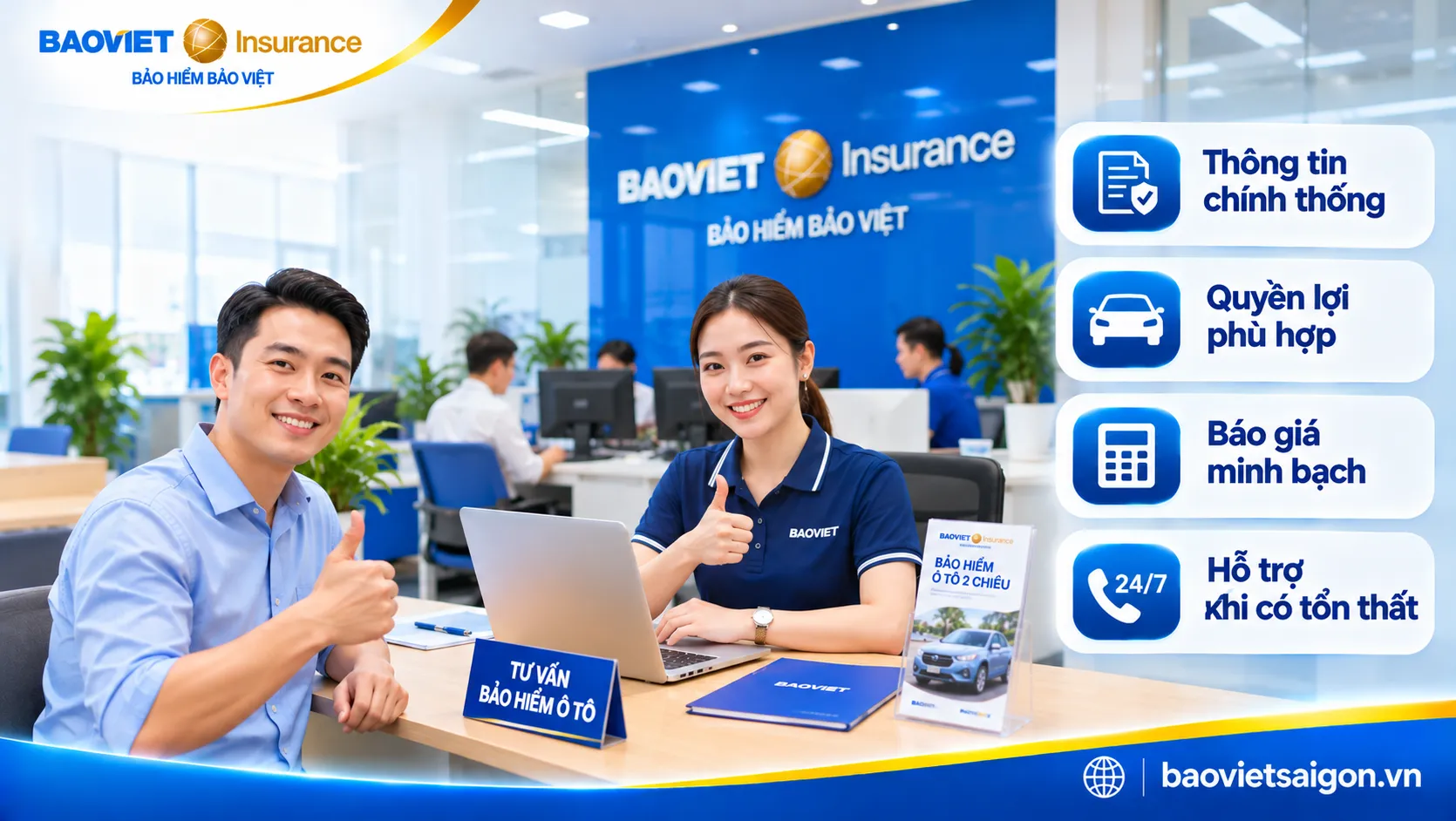 Hình ảnh thực tế khu vực tư vấn bảo hiểm ô tô tại Bảo Việt Sài Gòn