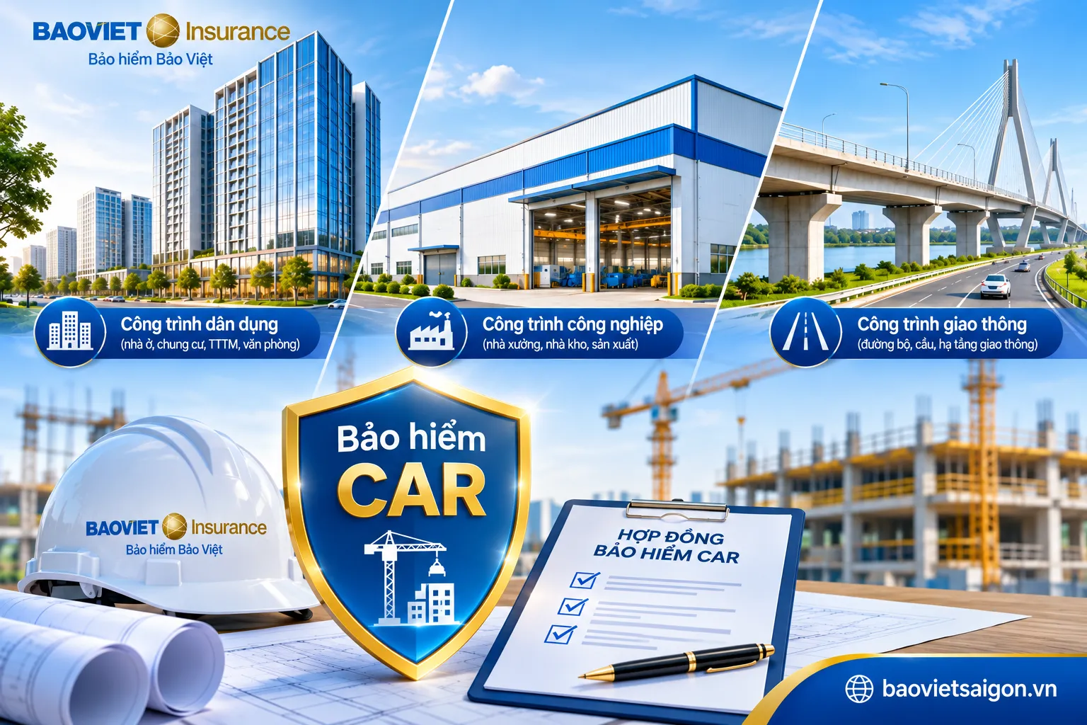 Các loại công trình dân dụng, công nghiệp và giao thông có thể tham gia bảo hiểm CAR.