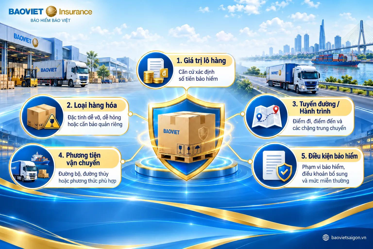 Phí bảo hiểm hàng hóa nội địa phụ thuộc đặc điểm lô hàng và điều kiện bảo hiểm được lựa chọn