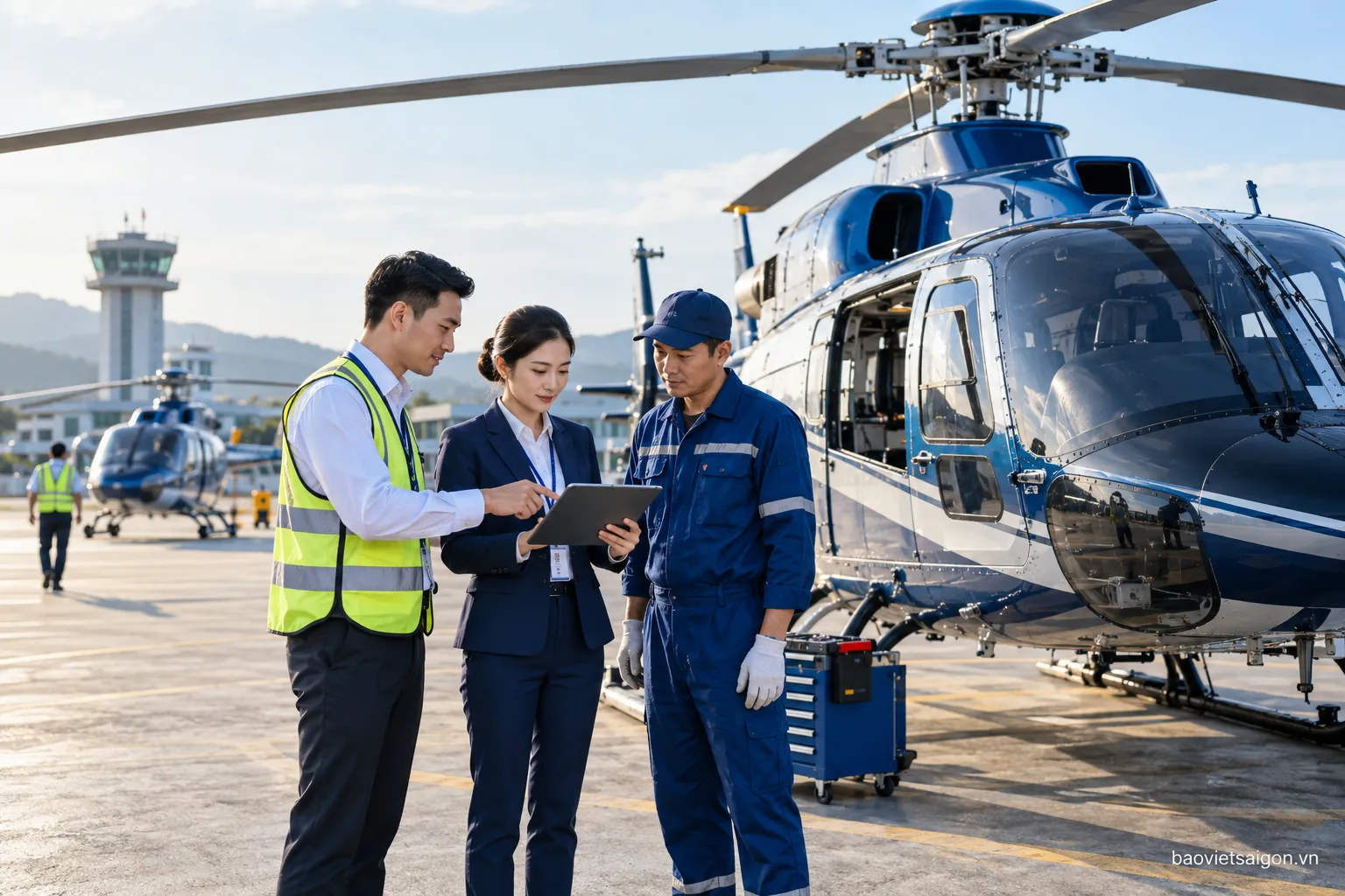 Trực thăng và đội ngũ khai thác hàng không tại sân bay