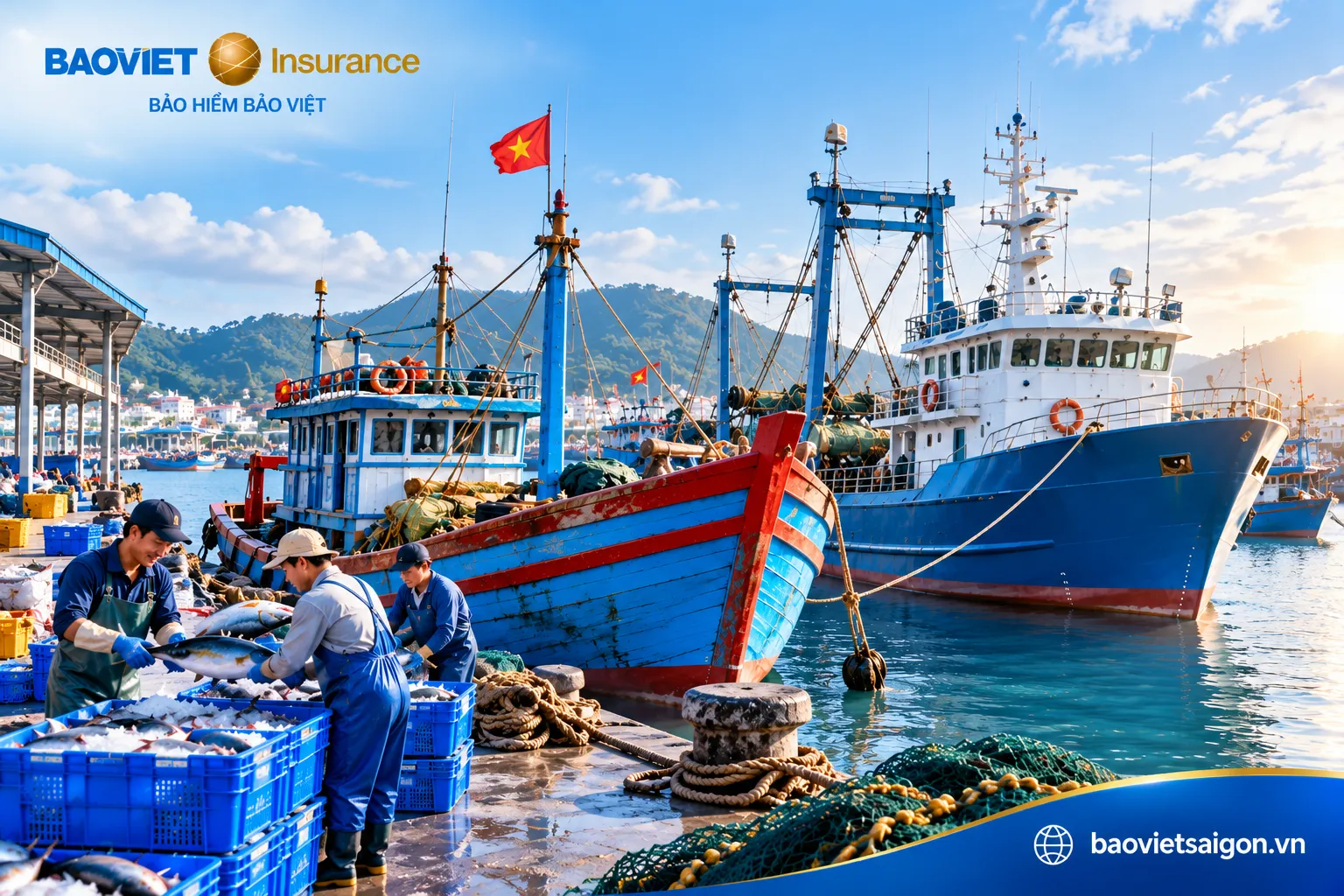 Tàu cá vỏ gỗ và tàu cá vỏ thép tại cảng phục vụ hoạt động khai thác thủy sản