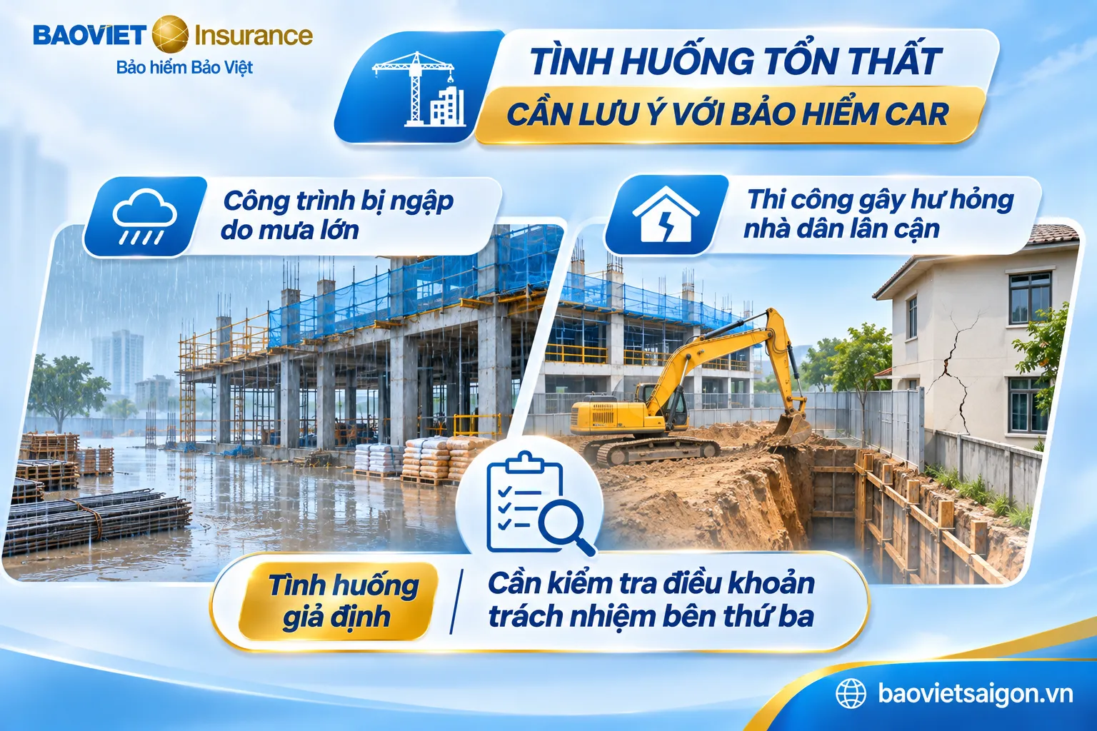 Minh họa nguy cơ dịch chuyển đất khi đào móng gần công trình nhà dân.
