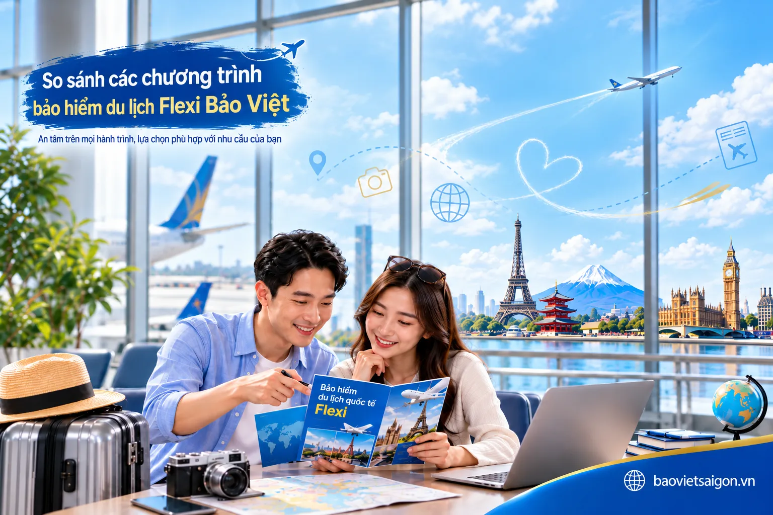 So sánh 4 chương trình bảo hiểm du lịch quốc tế Flexi Bảo Việt gồm Bạc, Vàng, Bạch Kim và Kim Cương với hạn mức chi phí y tế từ 1 đến 4 tỷ đồng