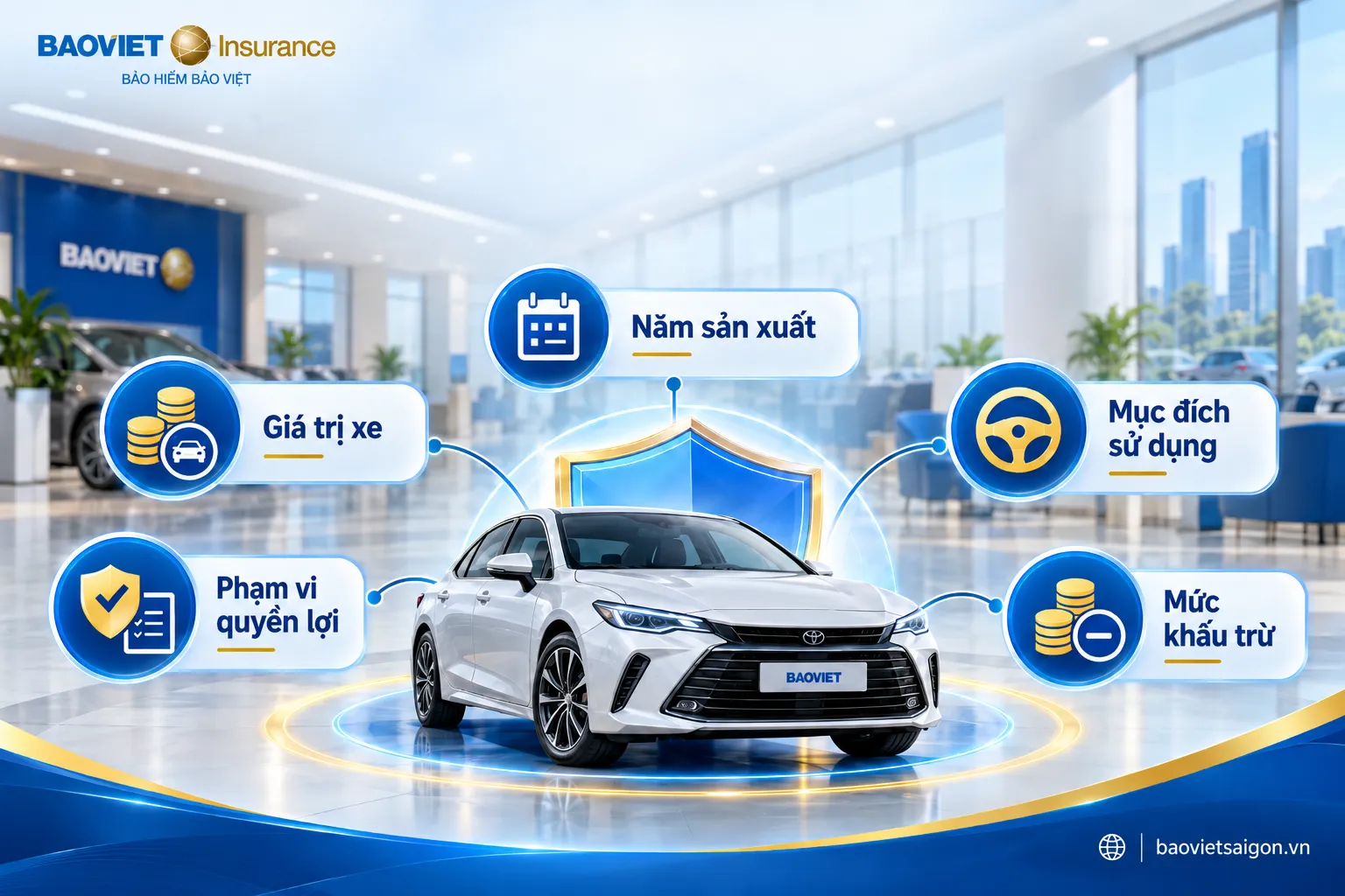 Phí bảo hiểm thân vỏ được xác định theo đặc điểm phương tiện và phạm vi bảo hiểm lựa chọn